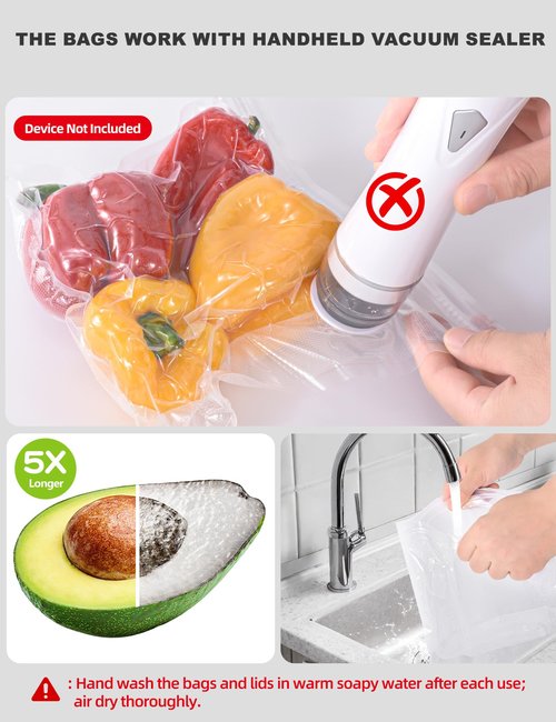 Vacuum Sealer Bags, Reusable Vacuum Zipper Bag, BPA Free Heavy Duty Vacuum Storage Bag for Food 15 Bags (15 Medium Bags (10.24x11.02 in))