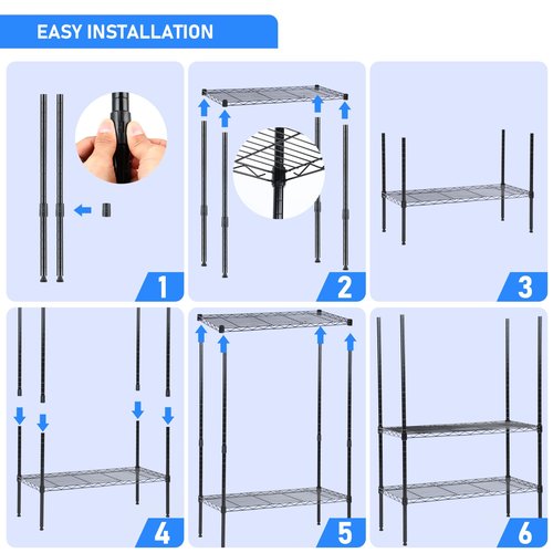 Simple Deluxe 5-Tier Storage Shelves, 21" W x 12" D x 54" H Adjustable Heavy Duty Wire Metal Shelving Unit, Chrome