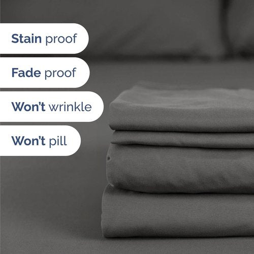 Comfy Twin Size 3 Piece Sheet Set by [Brand Name] - Breathable Cooling Bed Sheets | Ultra-Soft, Deep Pockets, Wrinkle-Free - Charcoal