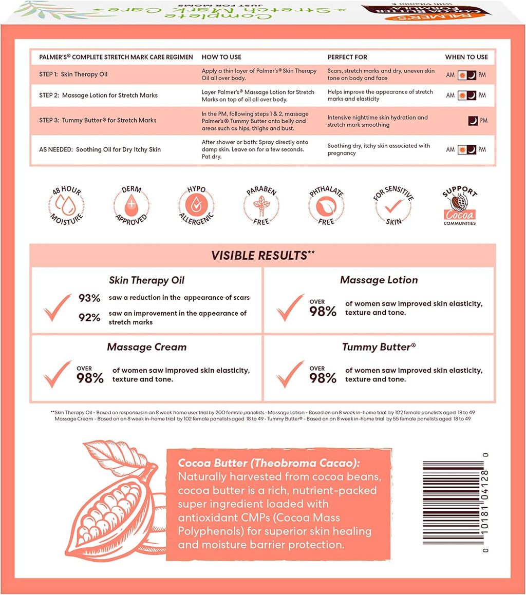 Palmer's Cocoa Butter Formula Pregnancy Skin Care Kit - Dermatologist Approved, 4-Piece Set for Stretch Marks and Scars