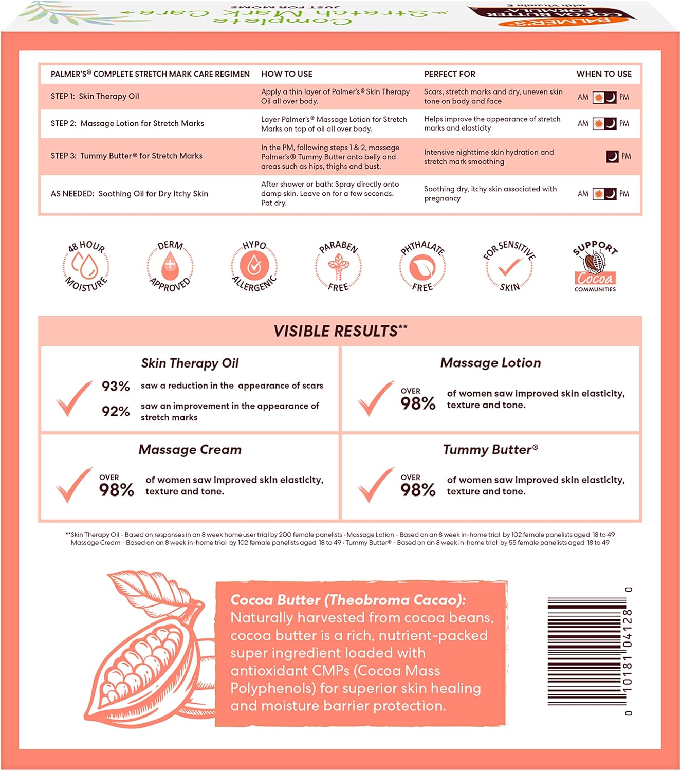 Palmer's Cocoa Butter Formula Pregnancy Skin Care Kit - Dermatologist Approved, 4-Piece Set for Stretch Marks and Scars