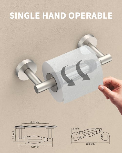 Brushed Nickel Toilet Paper Holder by [Brand Name] - Wall Mount, Easy Tear Design, SUS 304 Stainless Steel