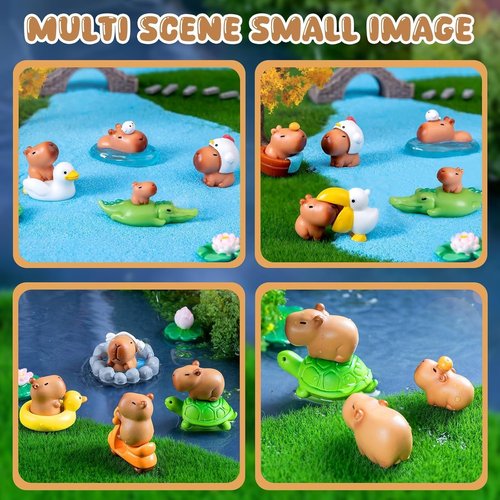 Exasinine 27-Piece Mini Capybara Figurine Set - Adorable Cake Toppers for DIY Fairy Garden Decor