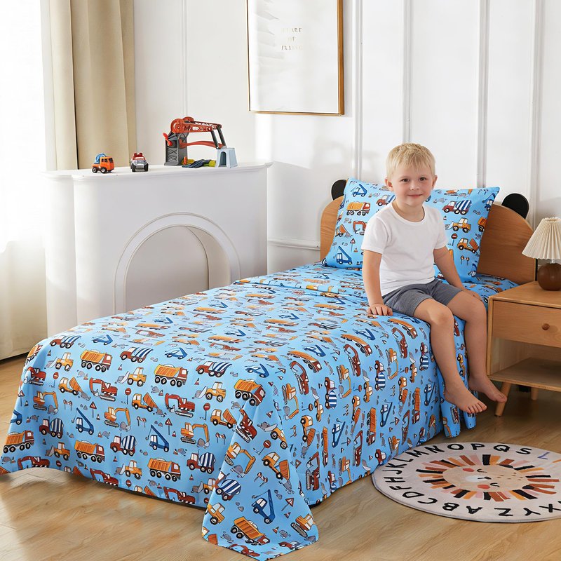Softan Kids Bed Sheet Set, Girls Twin Size Sheets, Microfiber Fitted Sheet and Pillowcase, Breathable and Silky Soft, Kids Twin Bed Sheet，Cute cat