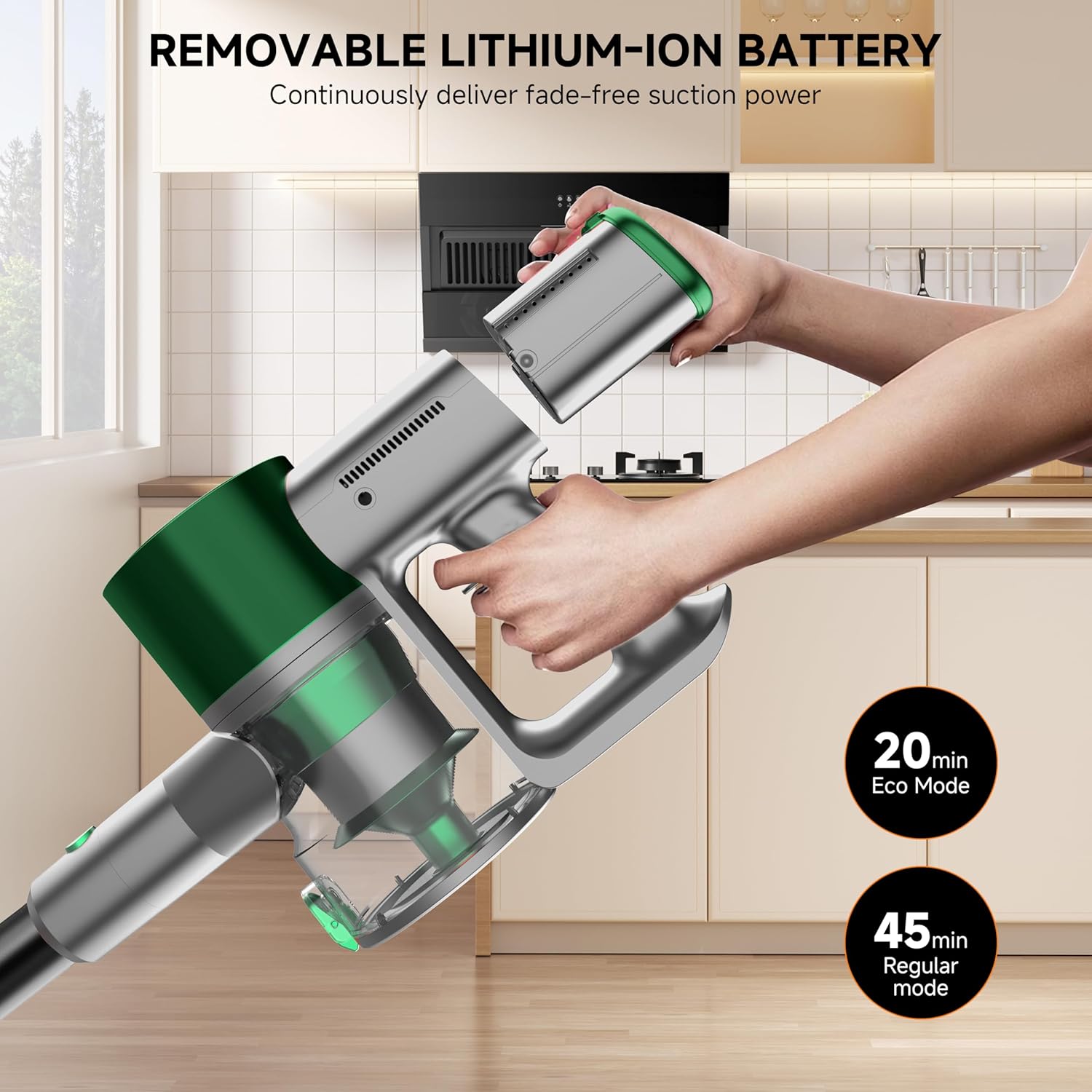 Skiennix Cordless Stick Vacuum Cleaner - Lightweight Handheld Design with 45-Minute Battery Life | Ideal for Pet Hair & Hardwood Floors