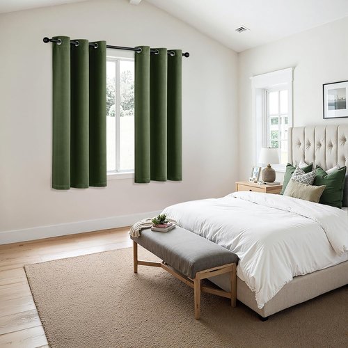 MIULEE Olive Green Blackout Curtains - Thermal Insulated Room Darkening Drapes | 63 Inch, 2 Panels