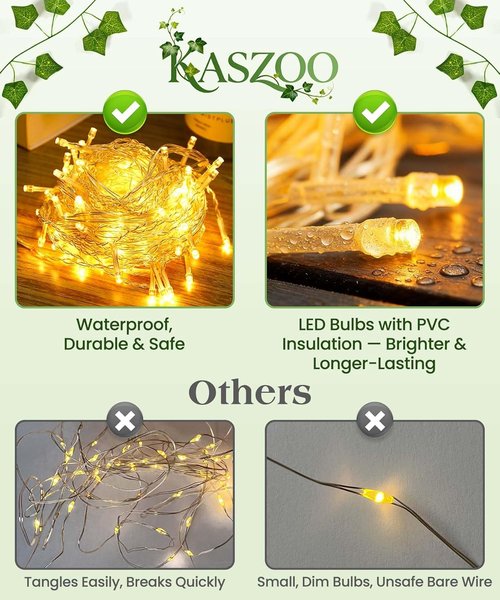 KASZOO Artificial Ivy Garland - 84Ft 12 Pack with 80 LED String Lights | Perfect for Home, Garden, Wedding Decor