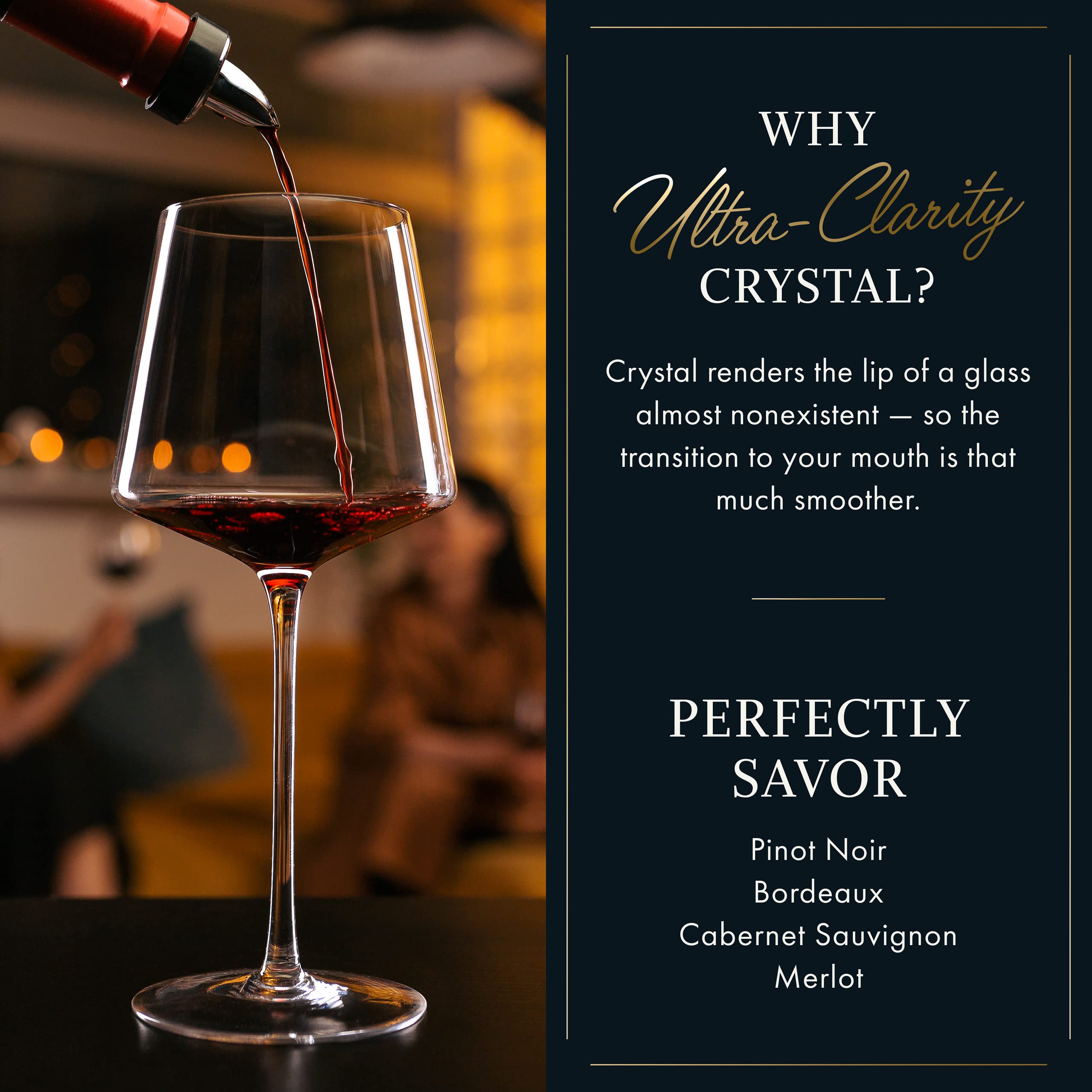 ELIXIR GLASSWARE Modern Red Wine Glasses Set of 2 - 22 oz - Hand Blown Crystal, Tall Long Stem - Unique Large With Stem