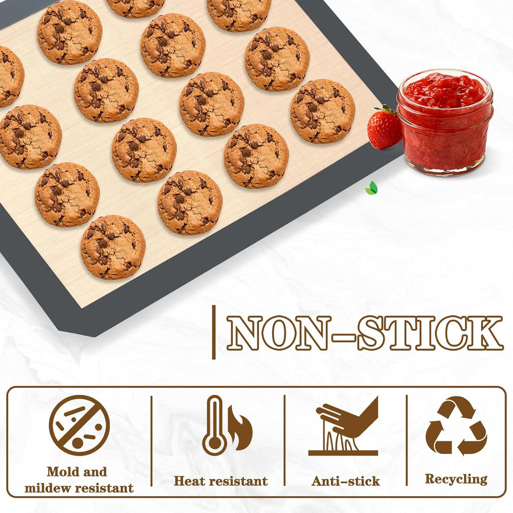 Ninsula Silicone Baking Mats - Non-Stick Reusable 2-Pack | 16.5"x11.6" Food Safe Sheets for Cookies, Bread, Pizzas