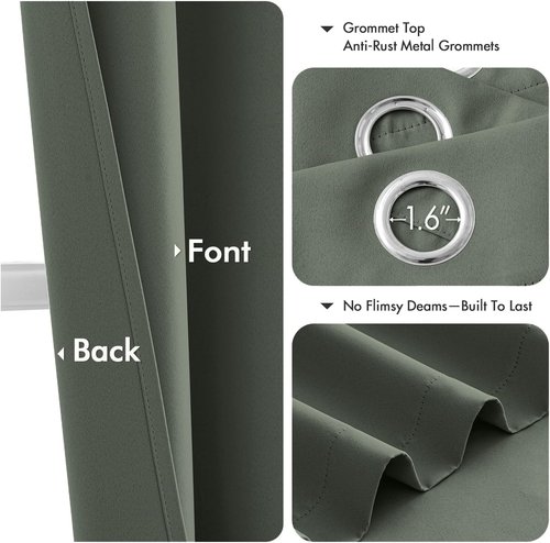MIULEE Blackout Curtains - Thermal Insulated Room Darkening Drapes | 84-Inch, Dark Mallard Color, 2 Panels