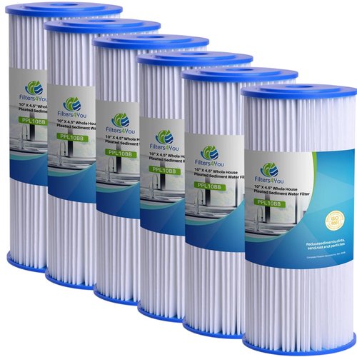 CFS – 10" x 4.5" Pleated Water Filter Cartridges Compatible with FXHSC, R50-BBSA, R50-BB, WFHDC3001, W50PEHD and GXWH40L Models – Removes Bad Taste – Whole House Replacement Filter – 8 Pack