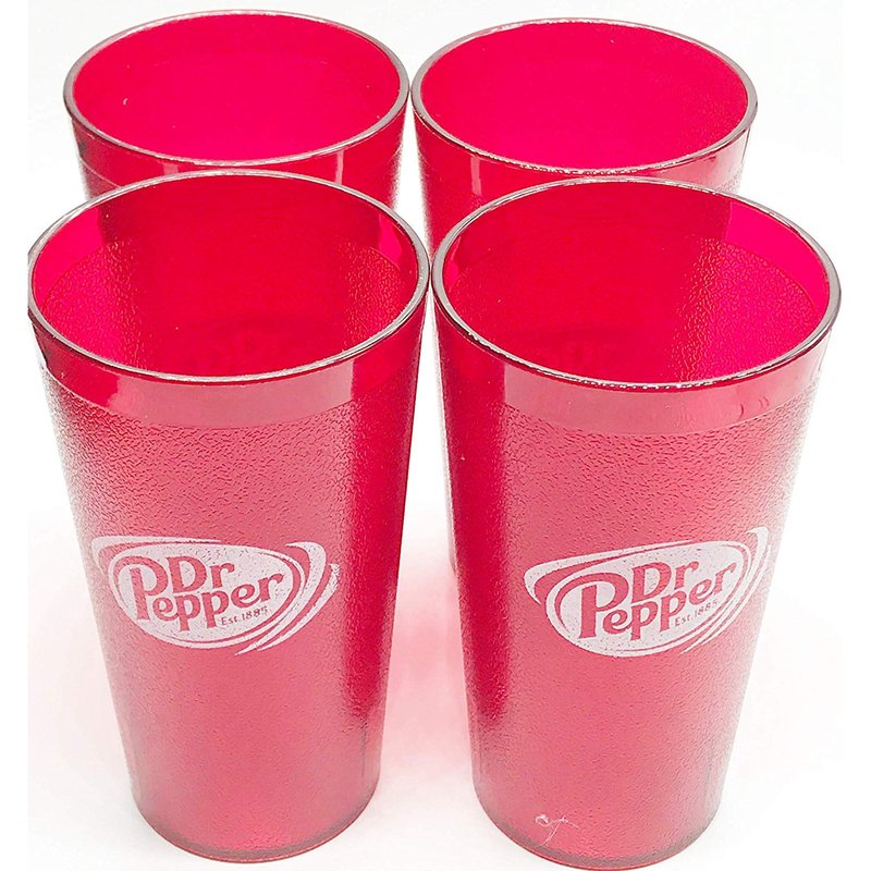 BRODYS Compatible With (4) Dr. Pepper Restaurant Red Plastic Tumblers Cups 16oz