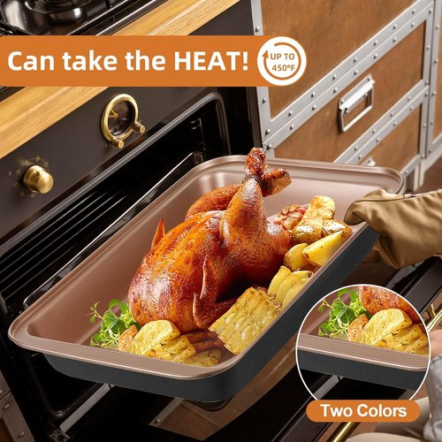11-Piece Nonstick Baking Pans Set by [Brand Name] - Professional Carbon Steel Bakeware | Dishwasher Safe, Oven Safe to 450°F