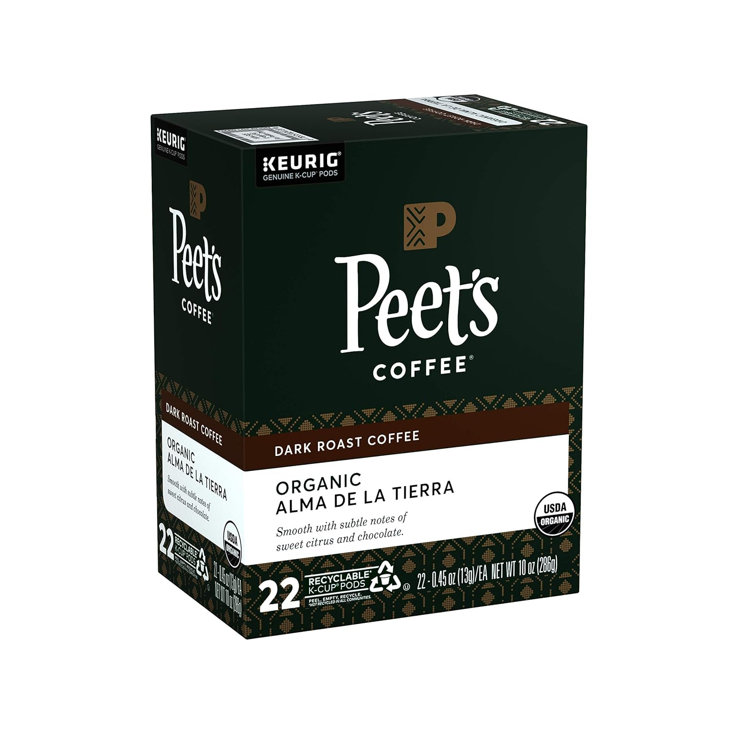 Peet’s Coffee Organic Alma De La Tierra K-Cup Pods - Dark Roast for Keurig Brewers | 22 Count