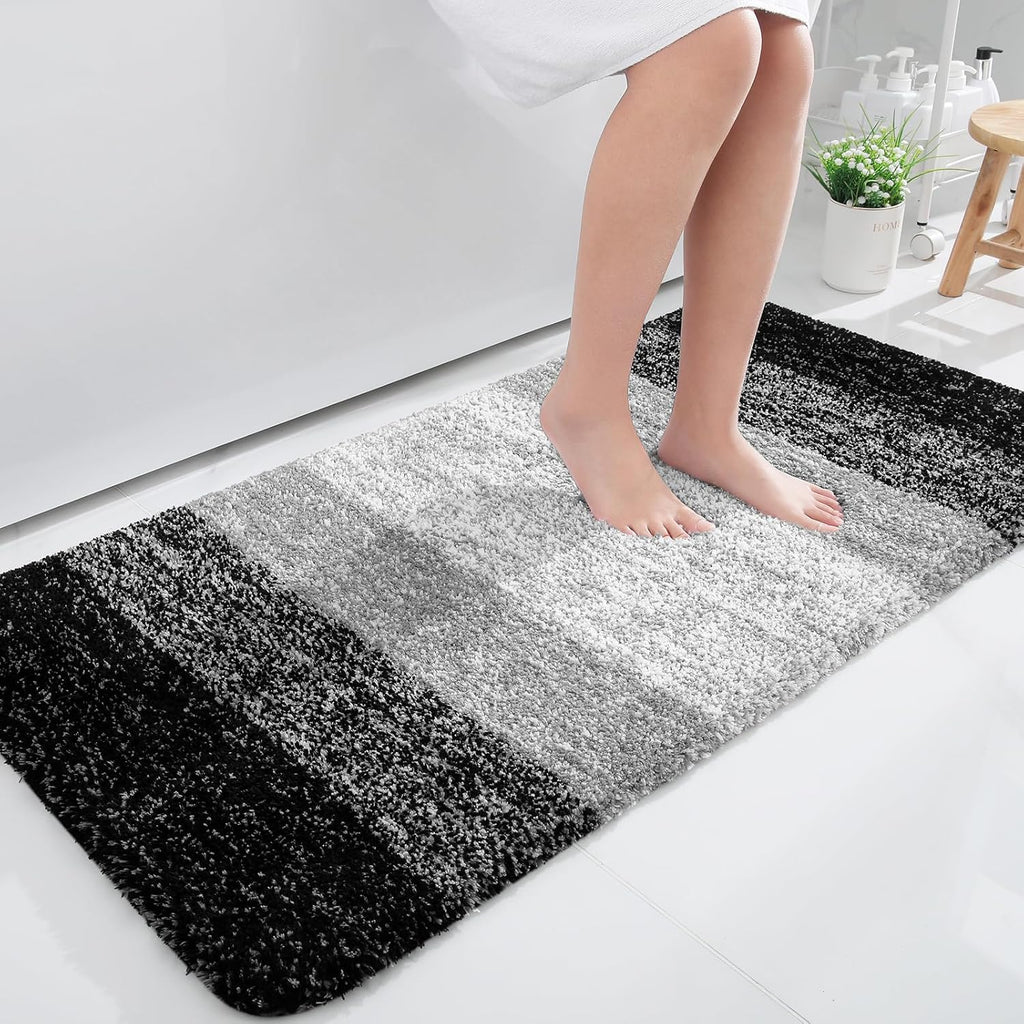 OLANLY Large Bathroom Rug Mat - Extra Soft Microfiber | Quick Dry, Machine Washable, 45x27, Black