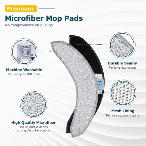 iRobot Replacement Mop Pads - 4 Pack Microfiber Washable Mopping Pads for Roomba Combo j7+/j9+