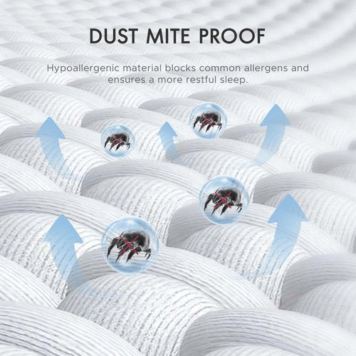Queen Size Mattress Encasement Deep Pocket, Dustmite Protector, Cover 15-18 Inch, 3M Scotchgard