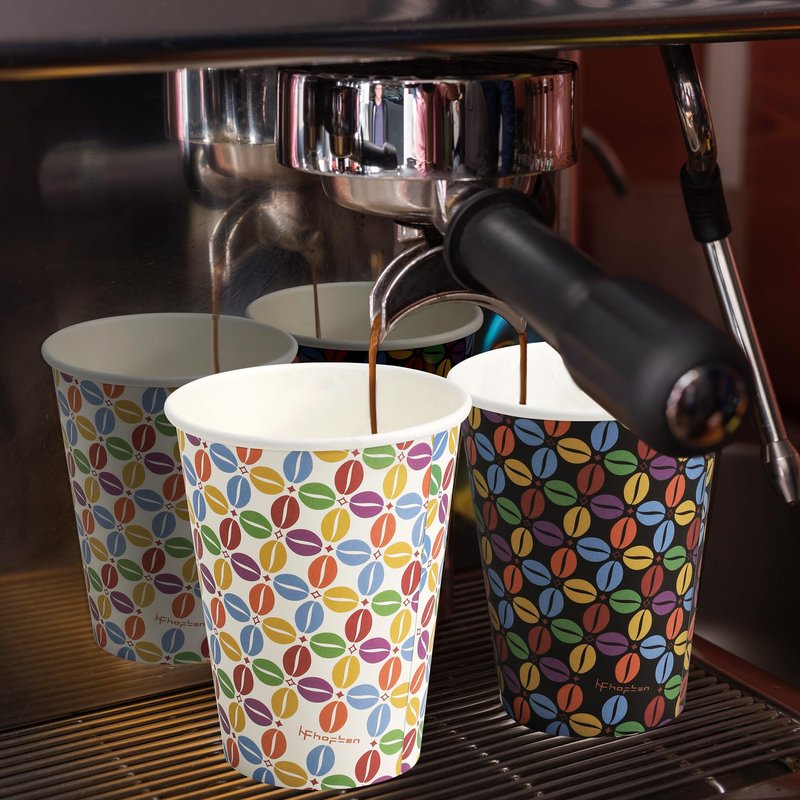 100 Pack 12 oz Paper Coffee Cups with Lids and Sleeves, To Go Paper Cups for Hot & Cold Beverage, Sturdy Thick Paper & Leak-free, Black & White Designs for Home, Business, Café, Juice or Tea.
