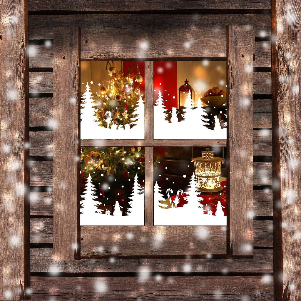 Skiennix Christmas Stencils - Large Reusable Winter Forest House Village Templates | 53.1” for Window Glass Crafts