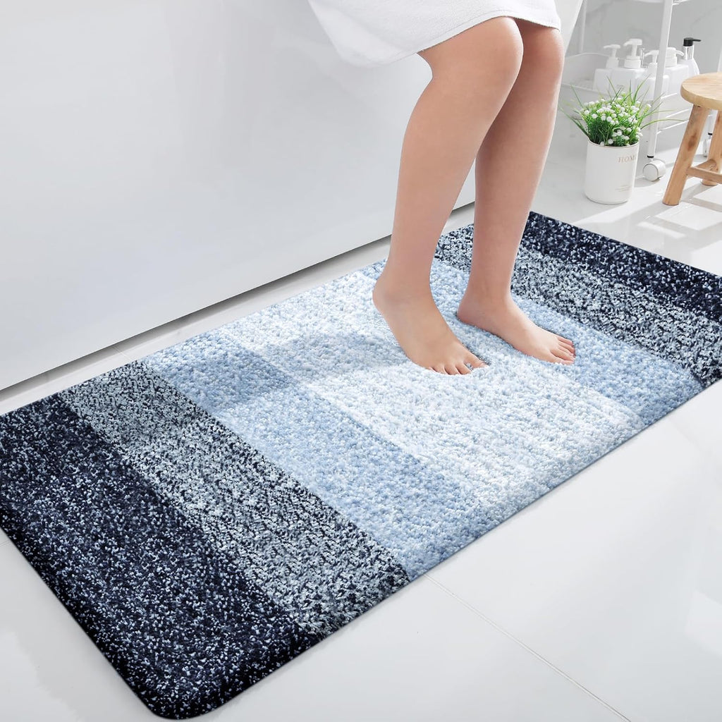 OLANLY Bathroom Runner Rug - Extra Soft Microfiber, Quick Dry & Washable | 47x24 Navy Blue