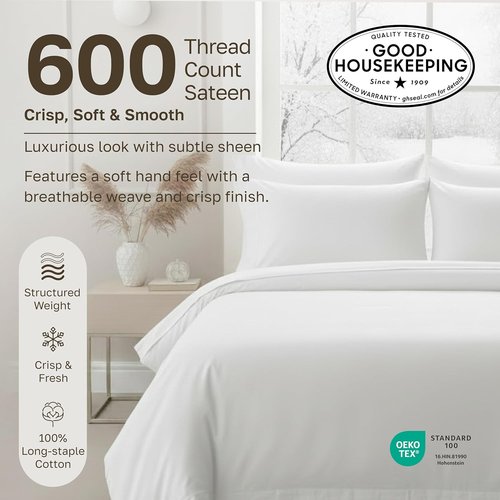 California Design Den Luxuriously Soft 600 Thread Count Cotton Pillowcases - Set of 2, Seafoam Color