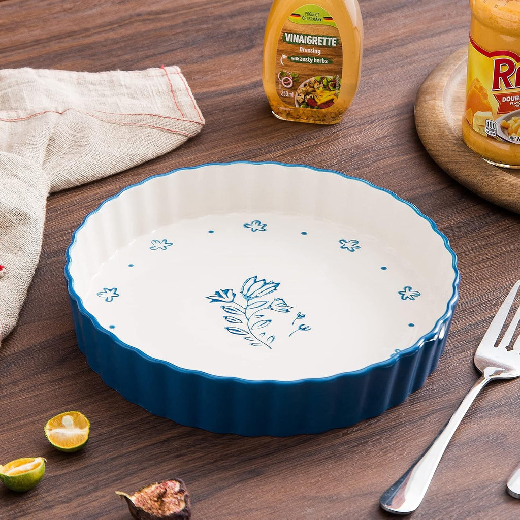 Wisenvoy Ceramic Pie Pan - 9 Inch Deep Dish Tart Pan for Perfect Quiches & Pies