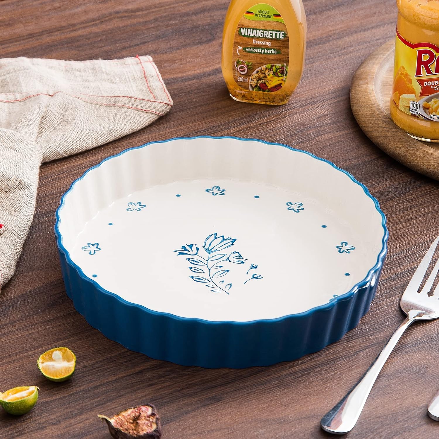 Wisenvoy Ceramic Pie Pan - 9 Inch Deep Dish Tart Pan for Perfect Quiches & Pies