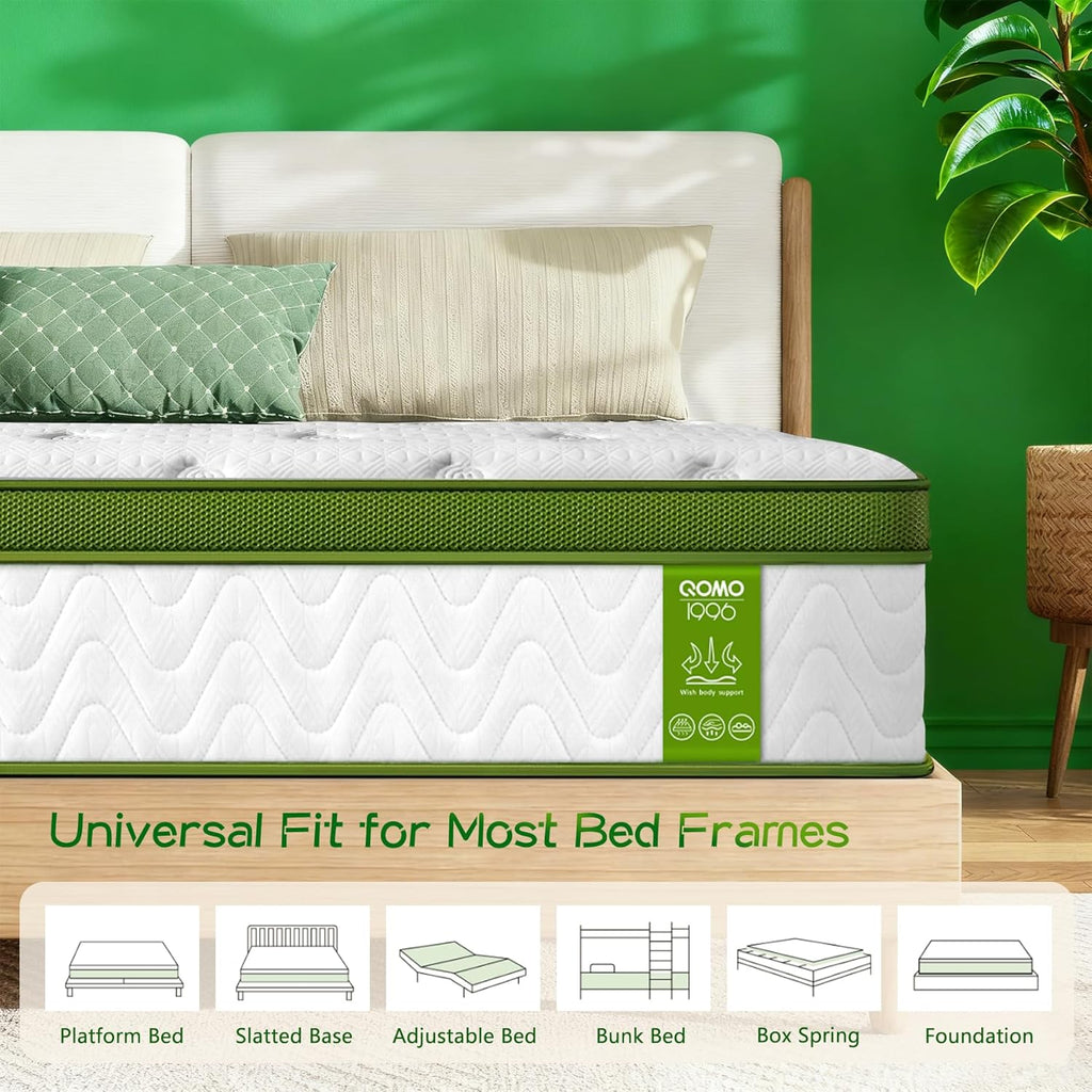 Skiennix Twin Mattress - 10 Inch Memory Foam Hybrid with Pocket Springs | Medium Firm, Pressure Relief