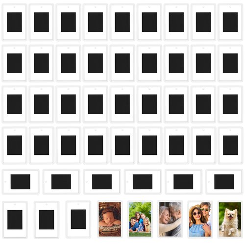Kurtzy Small Magnetic Picture Frames (50 Pack) - Mini Photo Frames for Personalised Fridge Magnets - for Photos 7 x 4.5cm/2.75 x 1.77 Inches - Photo Magnets for Fridge/Magnetic Frame Blank Inserts