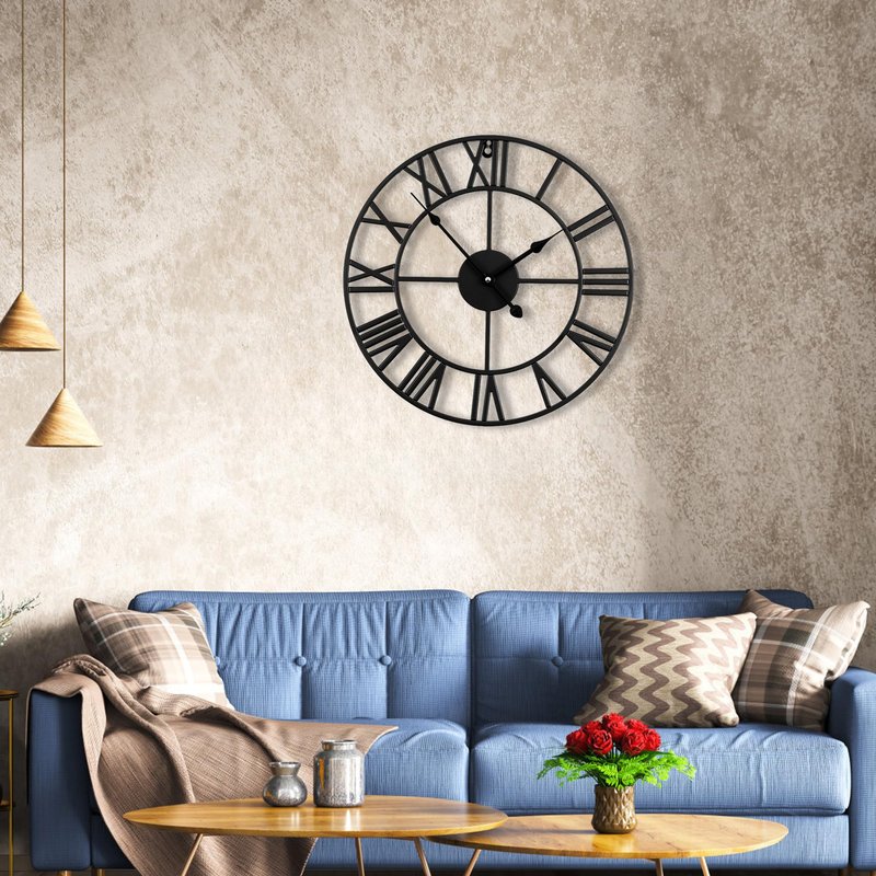 Blorple 30inch/76cm Extra Large Wall Clock for Bedroom Living Room Battery Operated Big Metal Decorative Analog Silent Giant Non Ticking Clocks Room Wall Decor (Iron Roman Numerals, 30 inches)