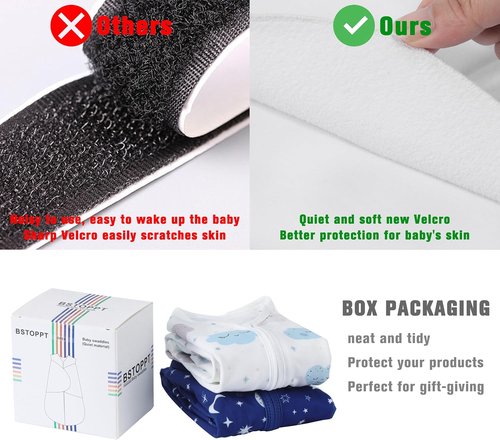 BSTOPPT Newborn Sleep Sack | 3-Way Adjustable Swaddle Blanket for 3-6 Months | 100% Rayon Cotton, TOG 0.5 - Clouds & Starry Sky