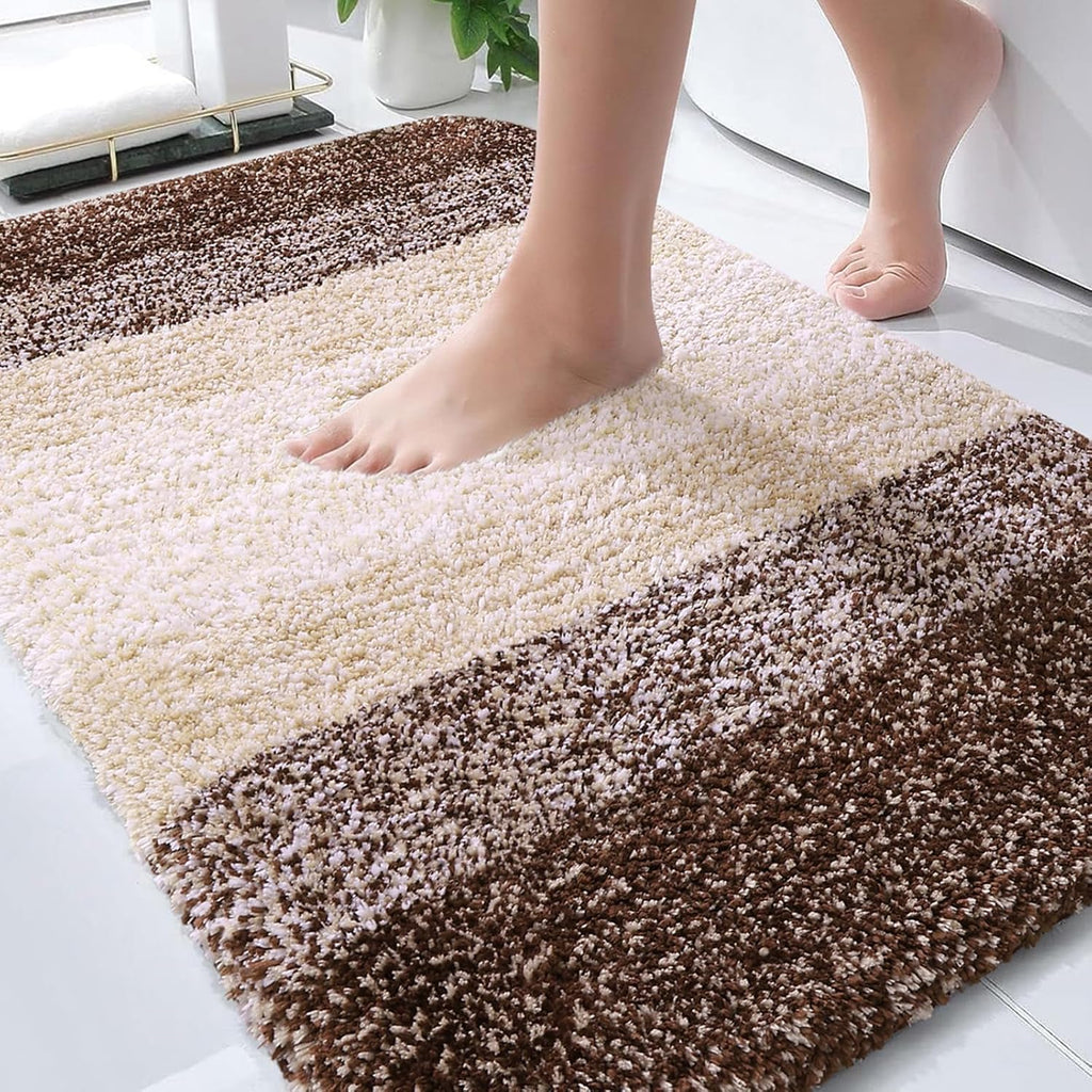 OLANLY Bathroom Rugs - Extra Soft Microfiber Mat with Rubber Backing | Quick Dry, Machine Washable, 34x21, Brown