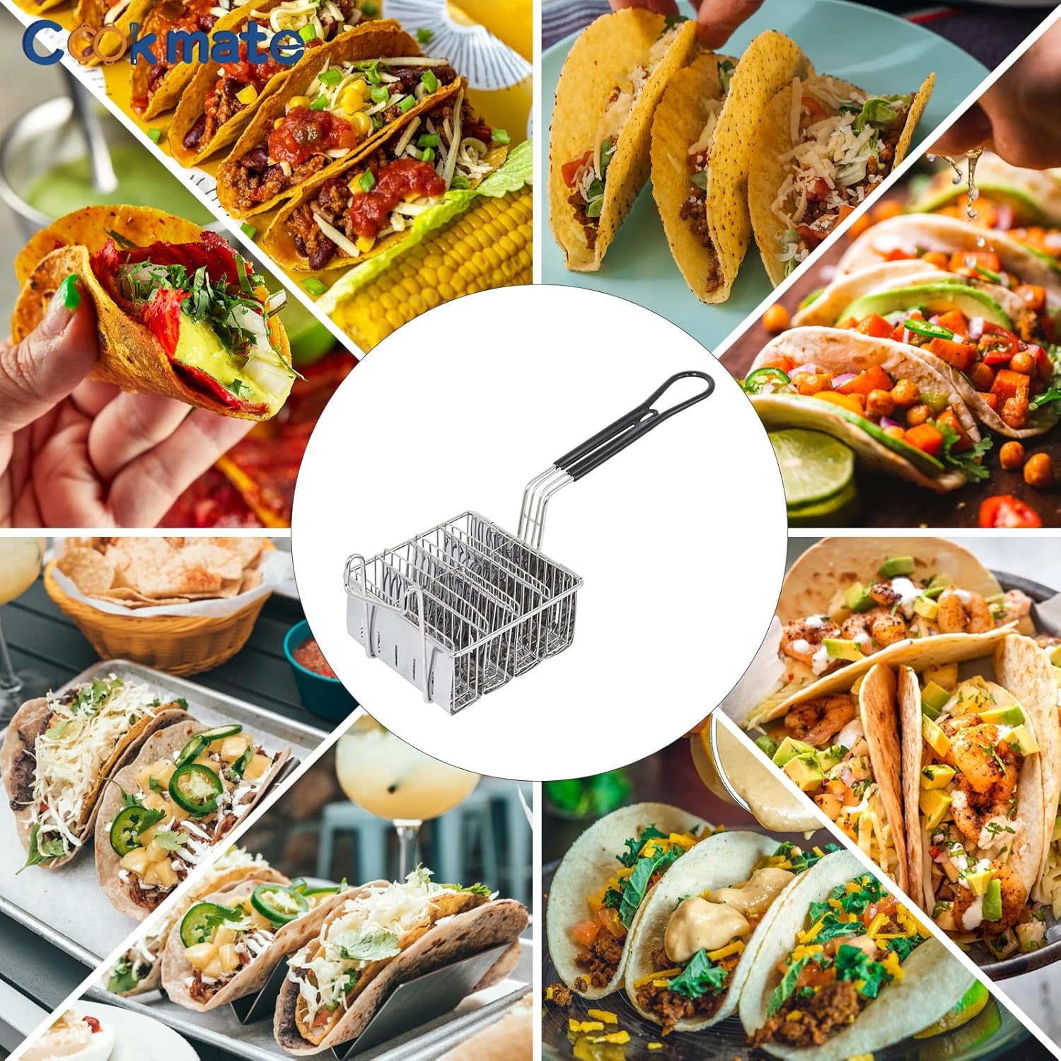 Skiennix Taco Fryer Basket - Stainless Steel Deep Fryer with Handle for Perfect Taco Shells