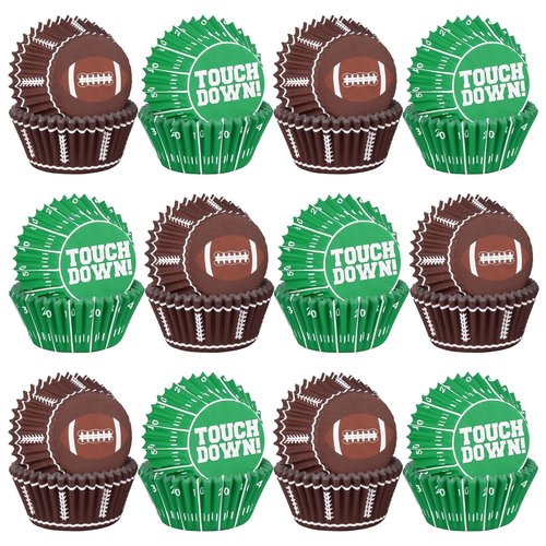 Football Party Supplies: 300-Count Football Cupcake Liners & Wrappers - Game Day, Birthday, and Tailgate Parties - Premium Football Cake Decorations - Football Party Favors