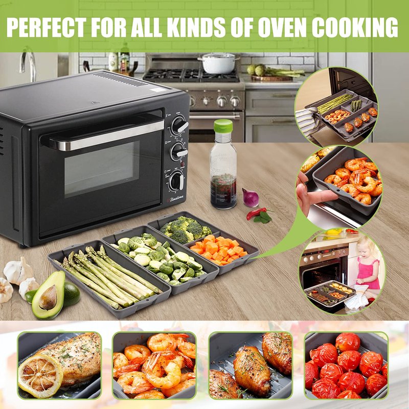 ZIP STANDING Nonstick Bakeware Set, New large size Cake Silicone Sheet Pan, baking pan dividers, Suitable for oven, air fryer to simplify cooking, Safe to use and easy to clean.