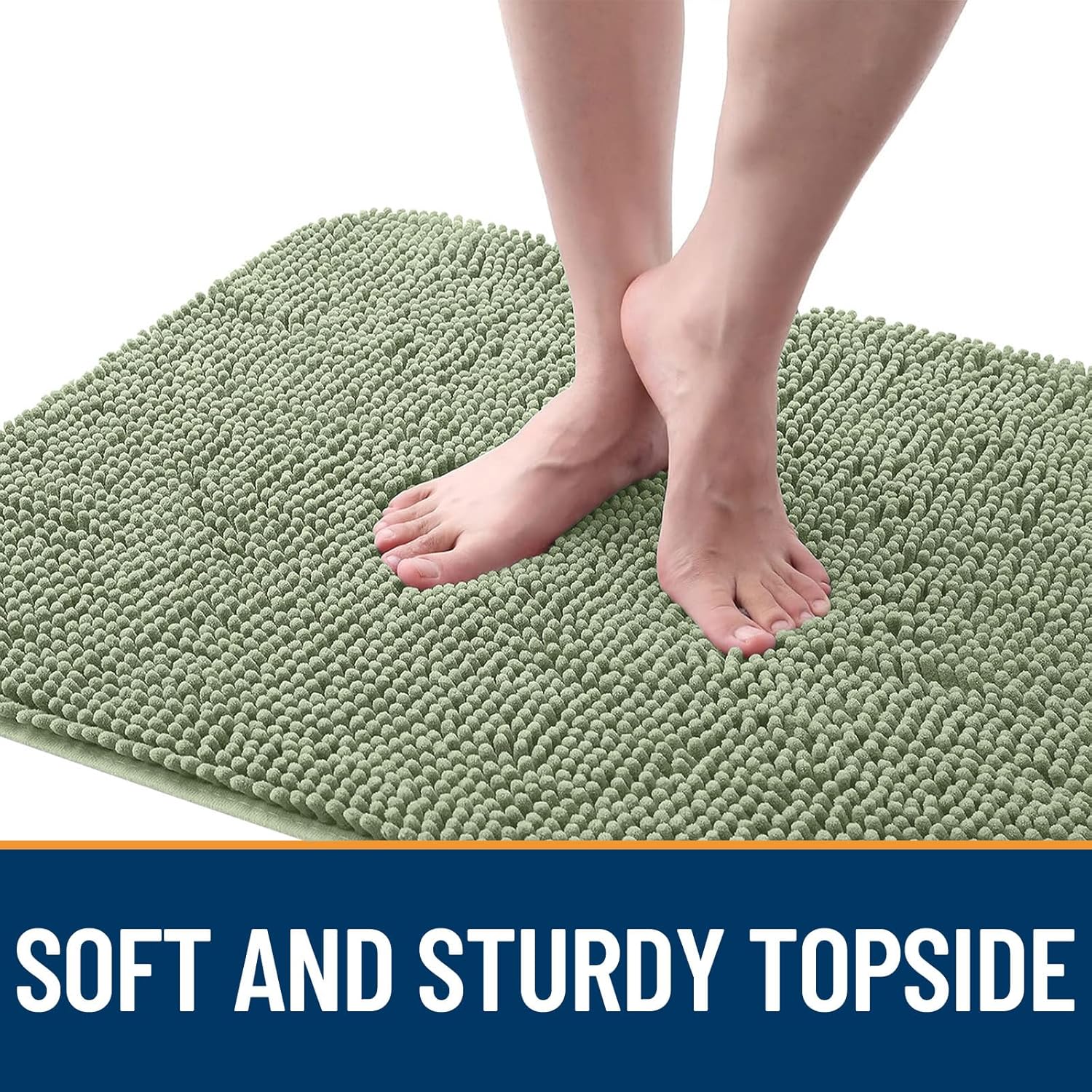 OLANLY Dog Door Mat - Absorbent Non-Slip Chenille Mat for Muddy Paws | 70x46 Inches, Sage Green