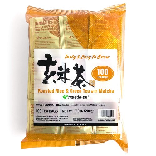 Maeda-en Genmai-cha with Matcha Tea Bags 100bags (Pack of 3), Roasted Rice & Green Tea with Matcha