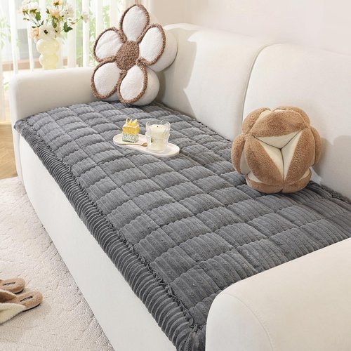 Couch Cover for Dogs Washable, Pet Couch Covers for Sofa, Soft Fuzzy Sectional Sofa Cover L Shape, Thick Couch Protector Pet Friendly, Paw Cart Dog Mat for Couches and Sofas (27.6" x 70.9", Dark Grey)