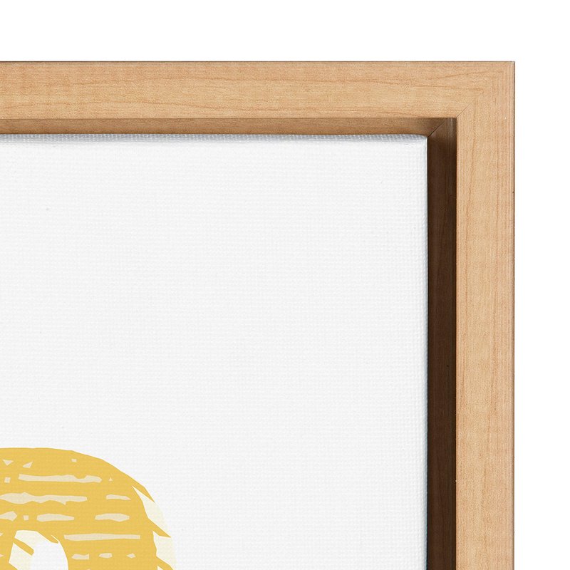 Kate and Laurel Sylvie Good Vibes Only in Yellow Framed Canvas Wall Art by Apricot and Birch, 18x24 Natural, Inspiring Positive Art for Wall