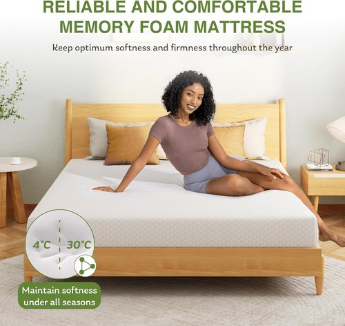 EGOHOME 5-Inch Twin Memory Foam Mattress - Cooling Green Tea Gel for Pressure Relief | CertiPUR-US Certified, 75''L x 38''W, White