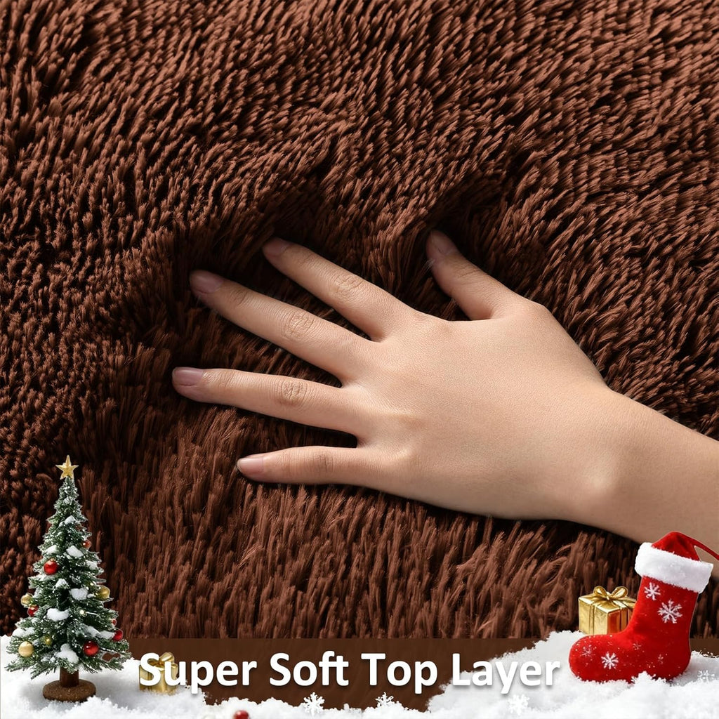 Ophanie Brown Area Rug - Plush 5x8 Fluffy Shag Carpet for Living Room, Bedroom & Nursery Decor
