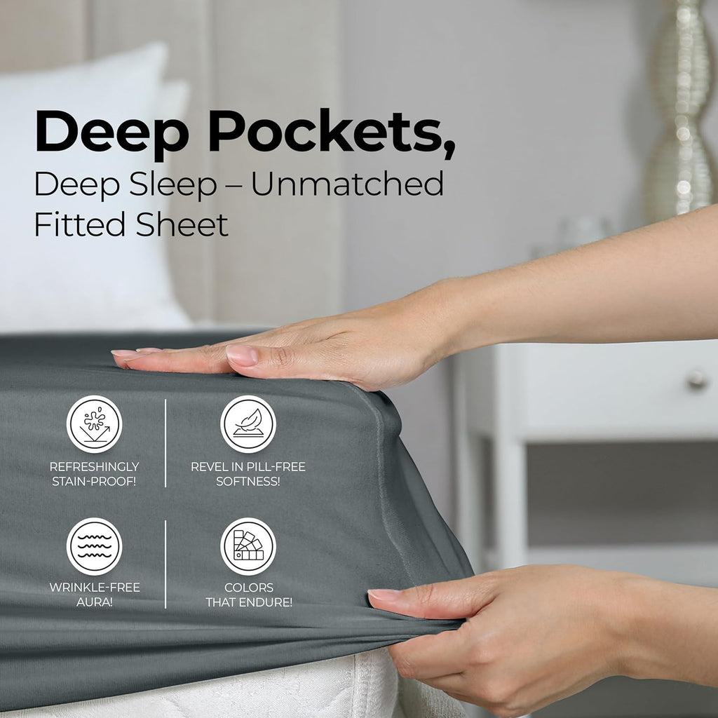 Utopia Bedding Cal King Fitted Sheet - Soft Microfiber - Deep Pocket - Fade Resistant - Grey