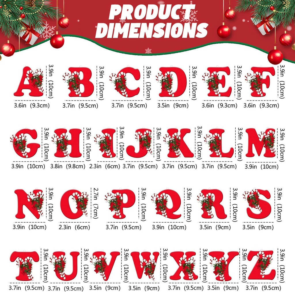 Skiennix 26 Letter Christmas Tree Ornaments - Personalized Hanging Alphabet Pendant | DIY Craft Gift (A)