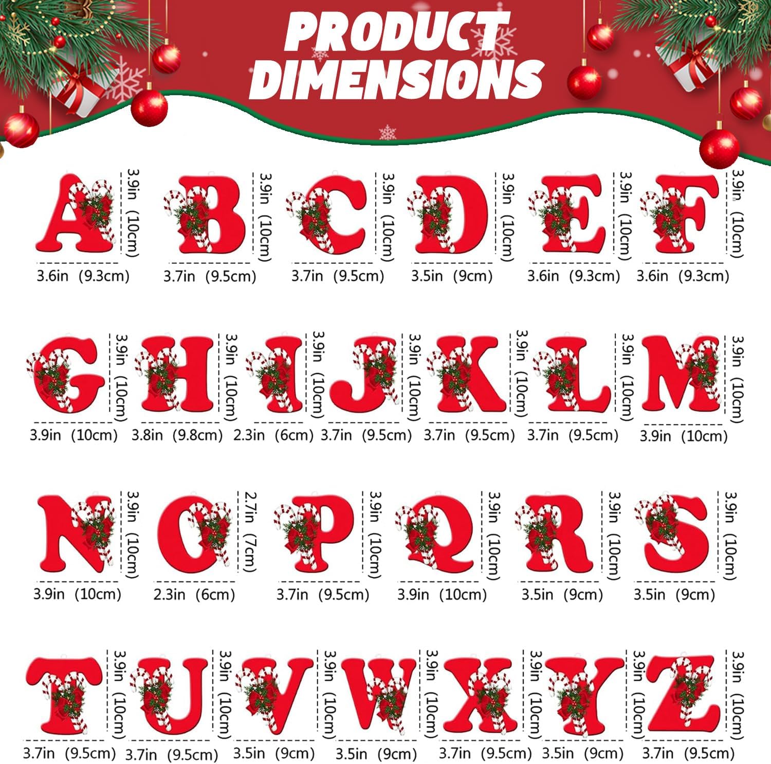 Skiennix 26 Letter Christmas Tree Ornaments - Personalized Hanging Alphabet Pendant | DIY Craft Gift (A)