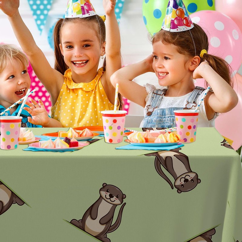 GZBJMYGS Otter Tablecloths Cute Animal Brown Otters Table Cover for Kids Birthday Party Otter Theme Table Cloth Outdoor Indoor Decoration Supplies 53" x 108"