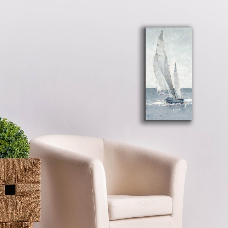 Epic Graffiti "Grey Seas I by Ethan Harper, Canvas Wall Art, 12"x24"