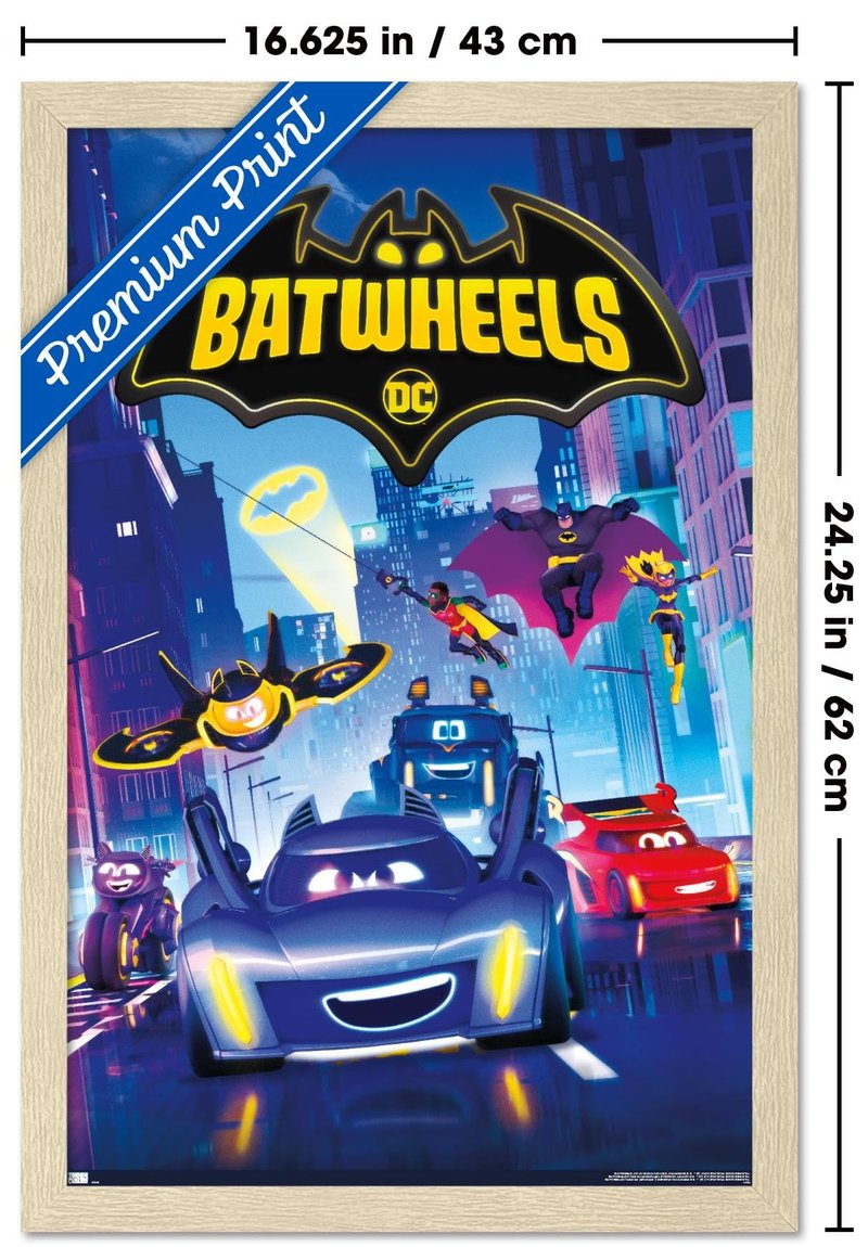 DC Comics TV Batwheels - Key Art Wall Poster, 22.4L" x 14.7W", Blonde Framed Version