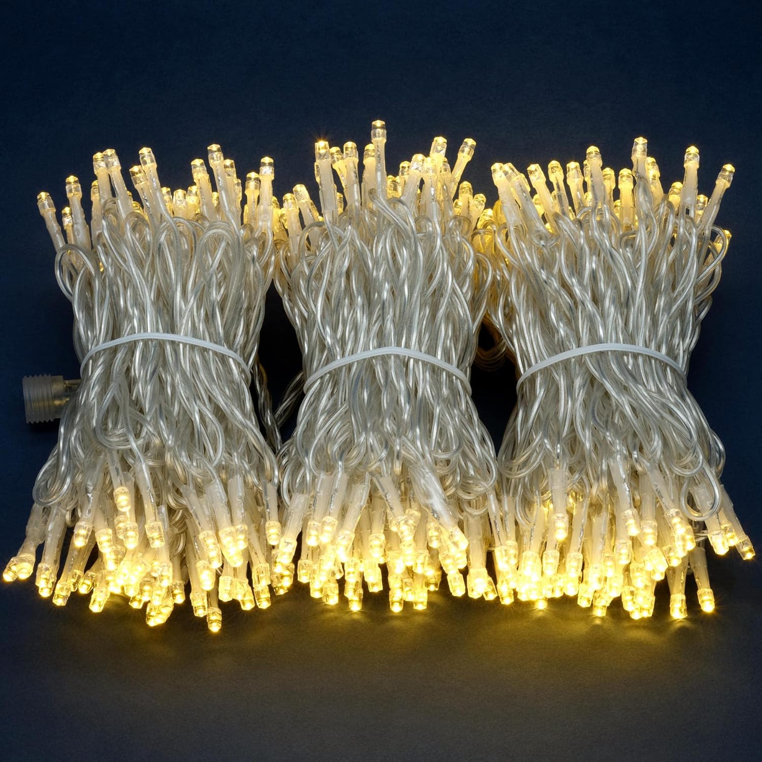 Skiennix 300 Count Warm White LED String Lights - 100 Feet Wide Angle with 8 Modes & Clear Cord