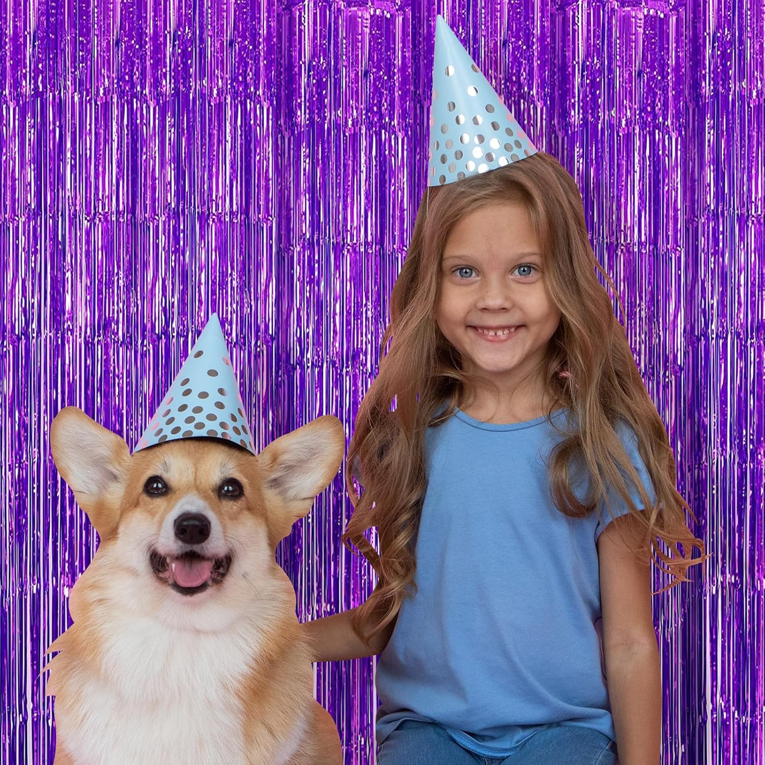Skiennix Purple Backdrop Curtain - 10 Pack Metallic Tinsel Foil Fringe | 3.2ft x 8.2ft for Parties & Events