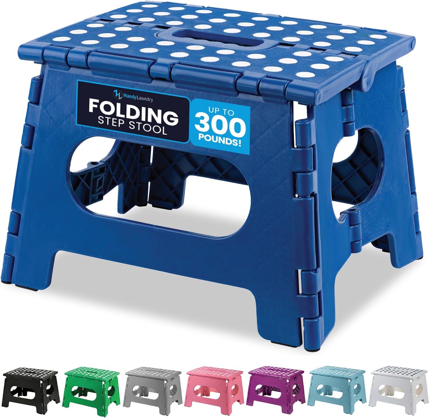 Skiennix Lightweight Folding Step Stool - Sturdy & Safe for Adults and Kids - Easy One-Flip Design | Blue